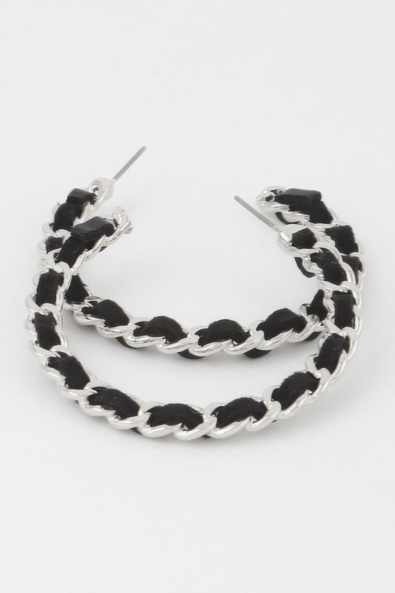 Velvet Lace Wrapped Hoop Earrings