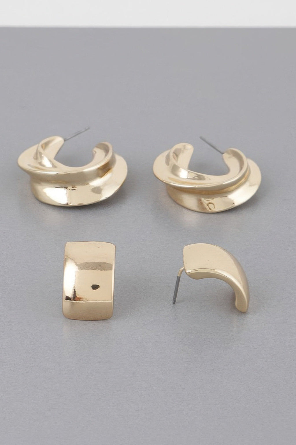 Two Pair Mini C Hoop Earrings Set