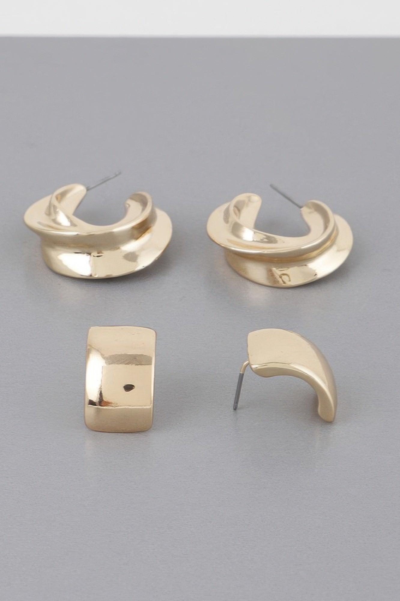 Two Pair Mini C Hoop Earrings Set