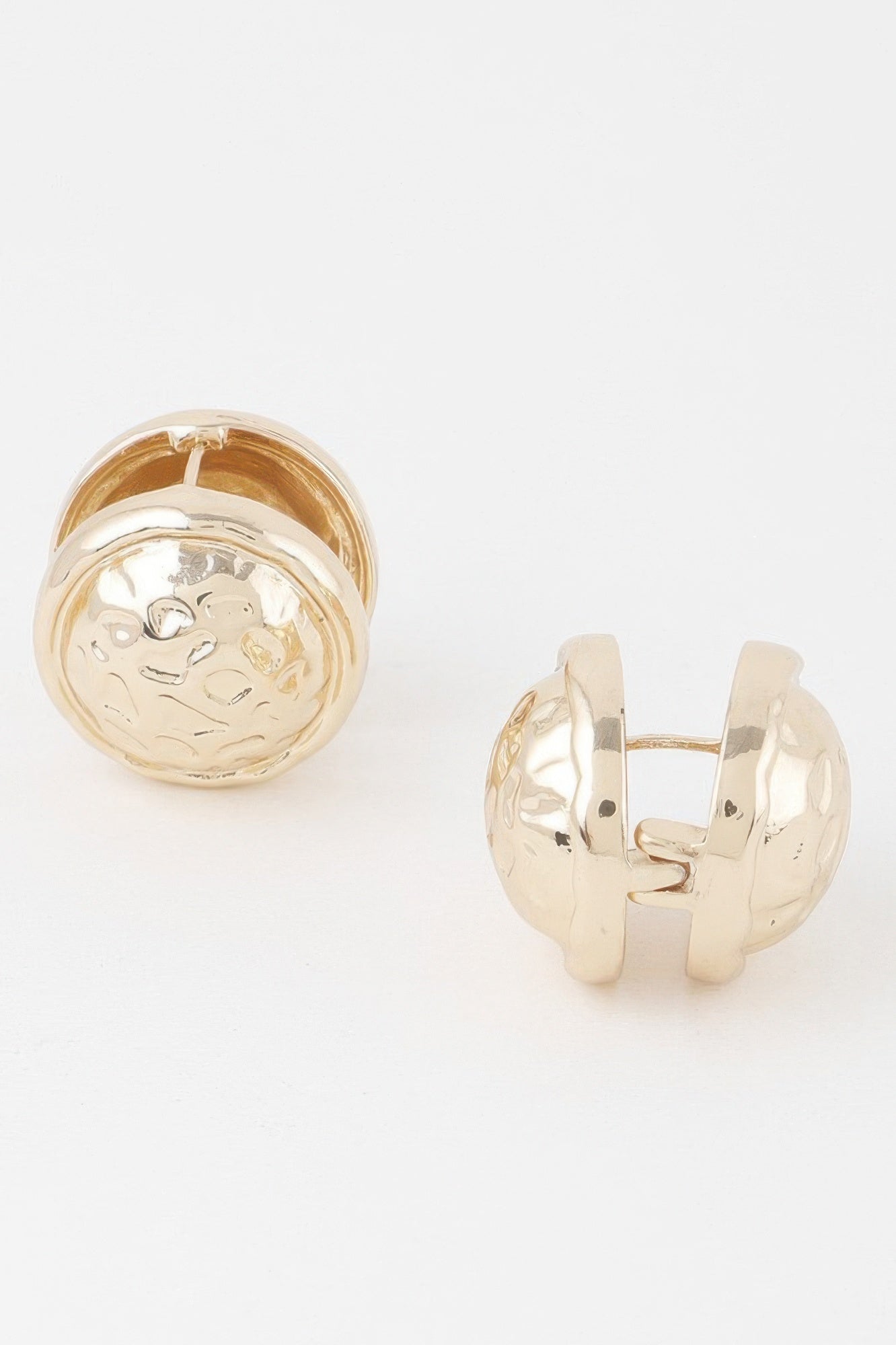 Gold Circle Pleated Button Clip On Earrings