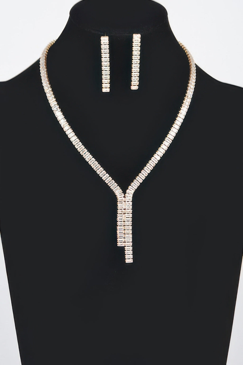 Rhinestone Earring And Necklace Set