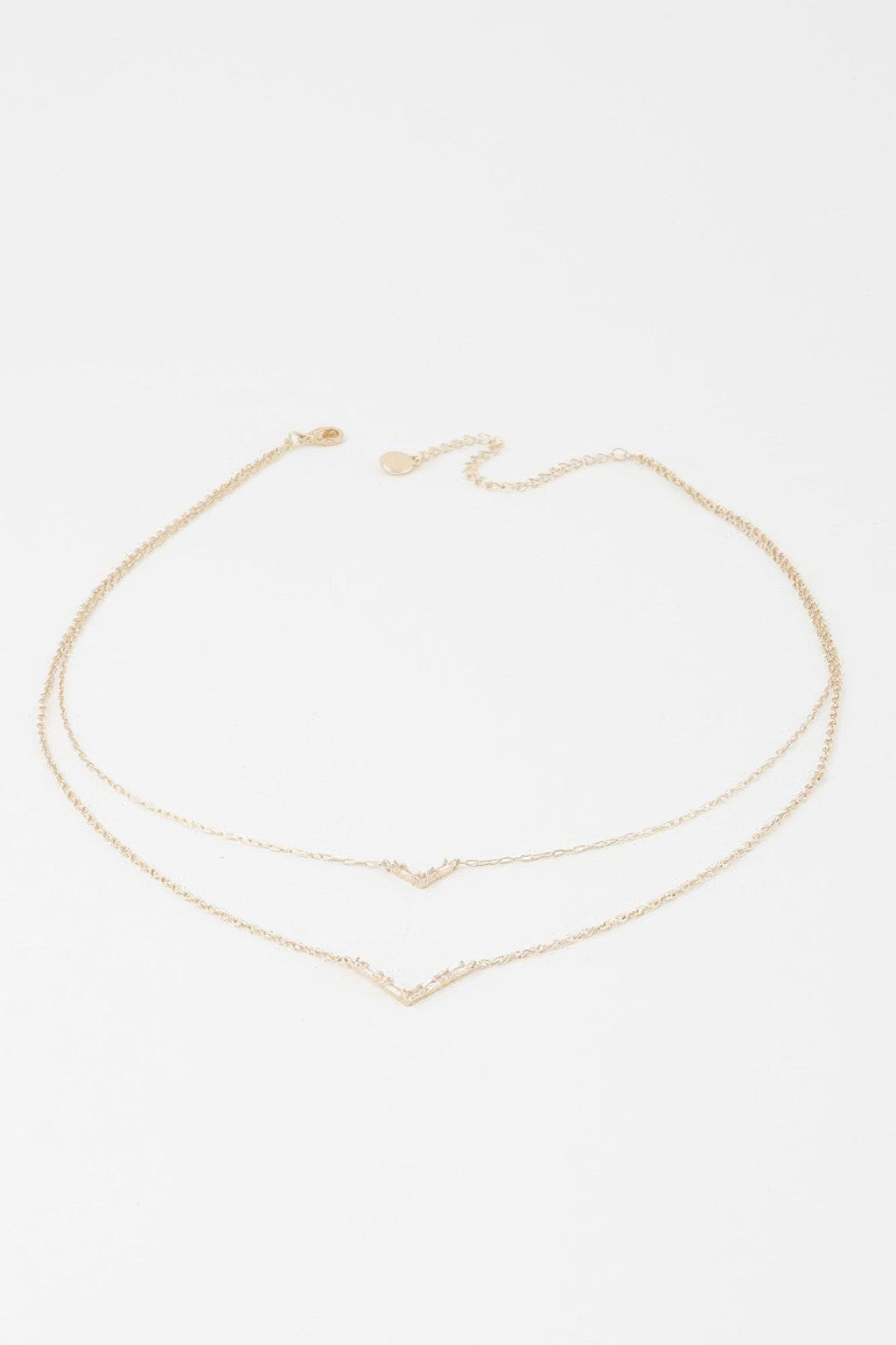 Double Crystal V Necklace