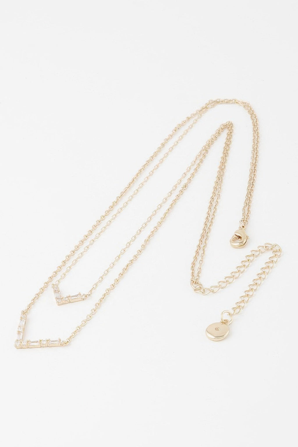 Double Crystal V Necklace