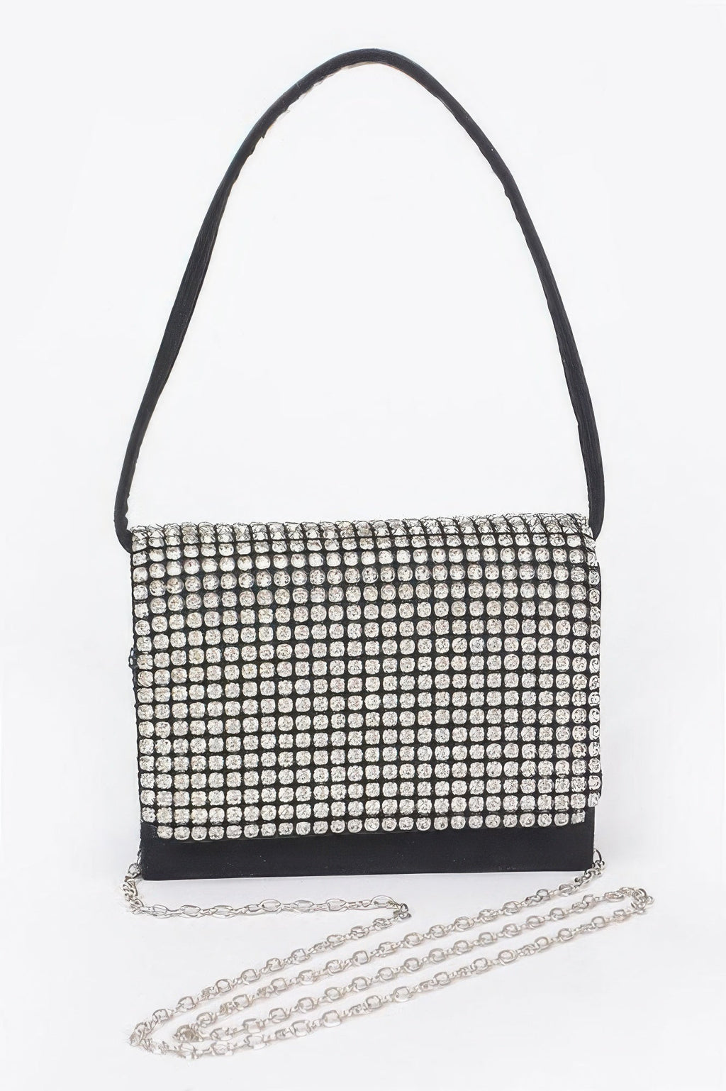 Faux Suede Oversized Rhinestone Crossbody Bag