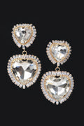 Cubic And Glass Double Heart Earring