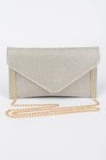 Full Rhinestone Envelope Chain Clutch