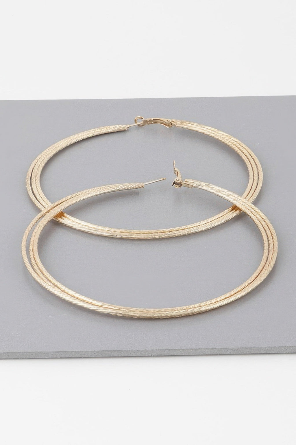 Wide Triple Rope Hoop Earrings