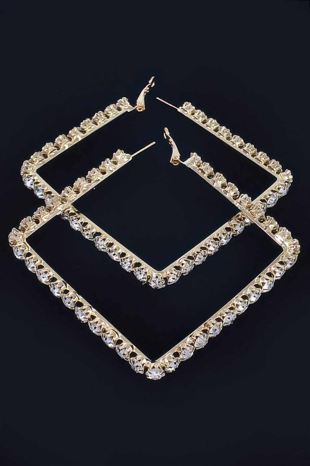Rhinestone Square Hoop Earrings