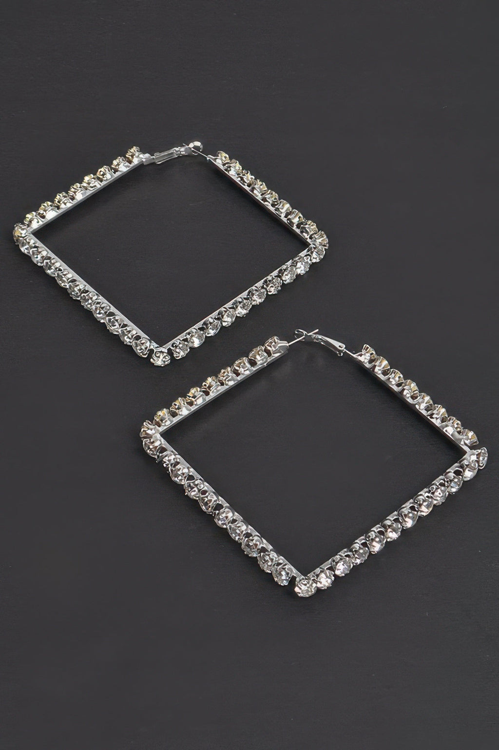 Rhinestone Square Hoop Earrings