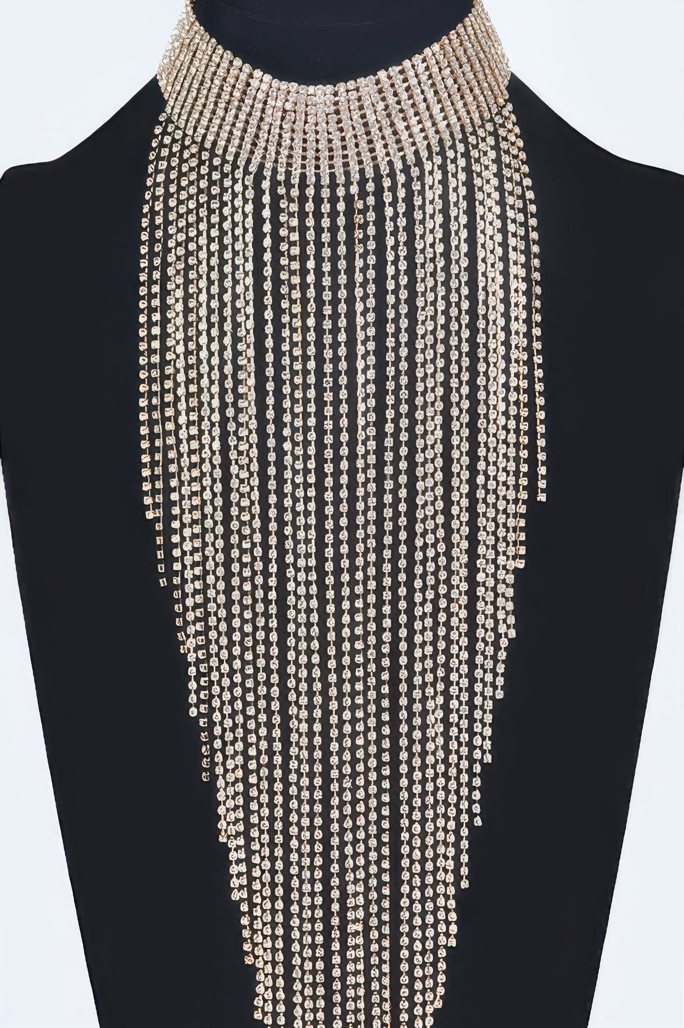 Rhinestone Choker Tassle Necklace
