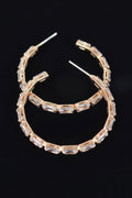 Rectangle Stone Hoop Earring