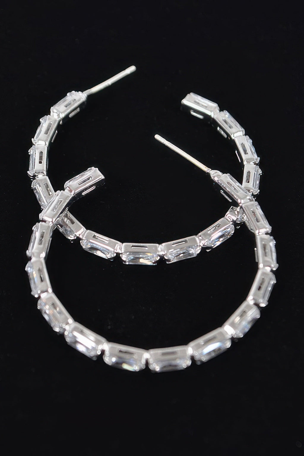 Rectangle Stone Hoop Earring