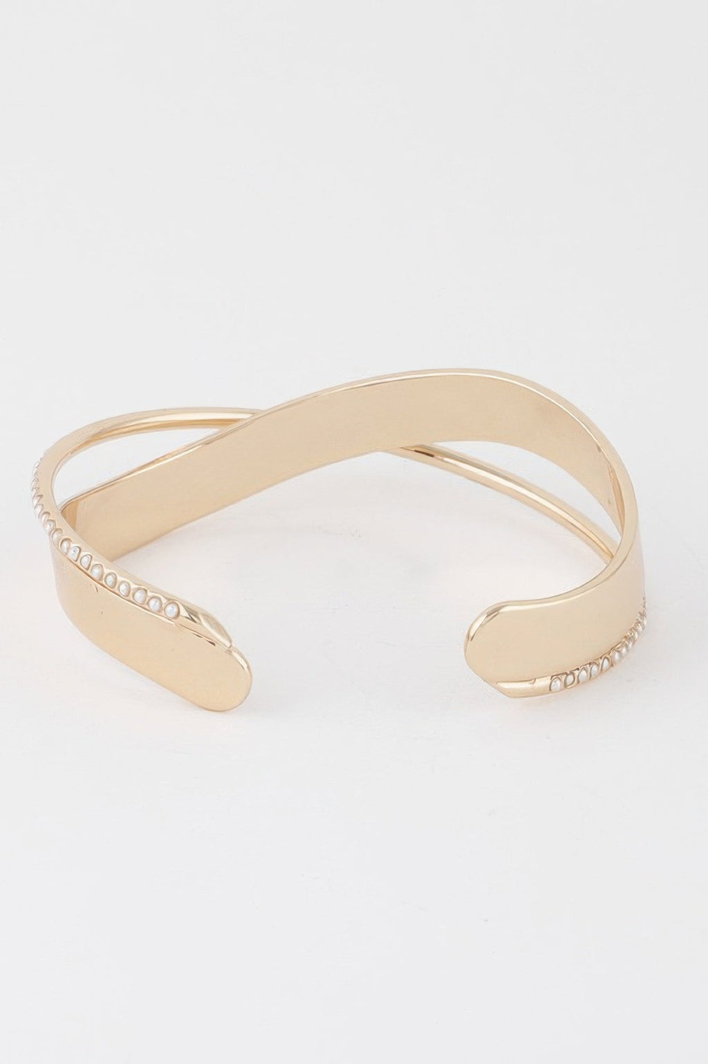 Double Pearl Laced Open Bracelet