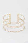 Wide Triple Crystal Cuff Bracelet