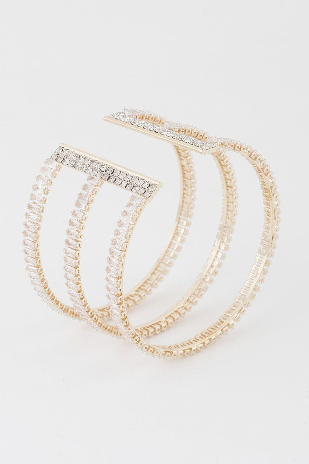 Triple Crystal Open Cuff Bracelet