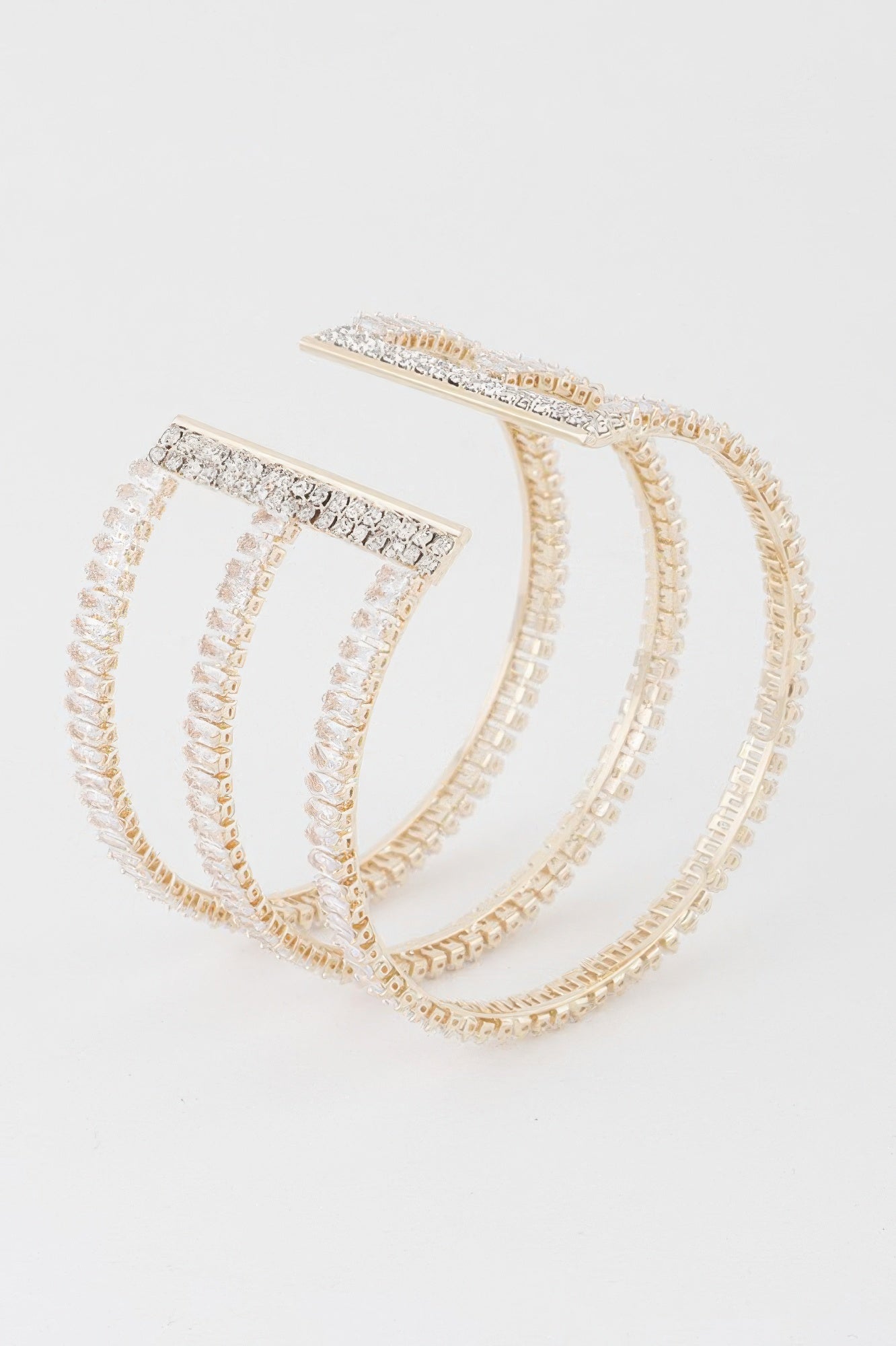 Triple Crystal Open Cuff Bracelet