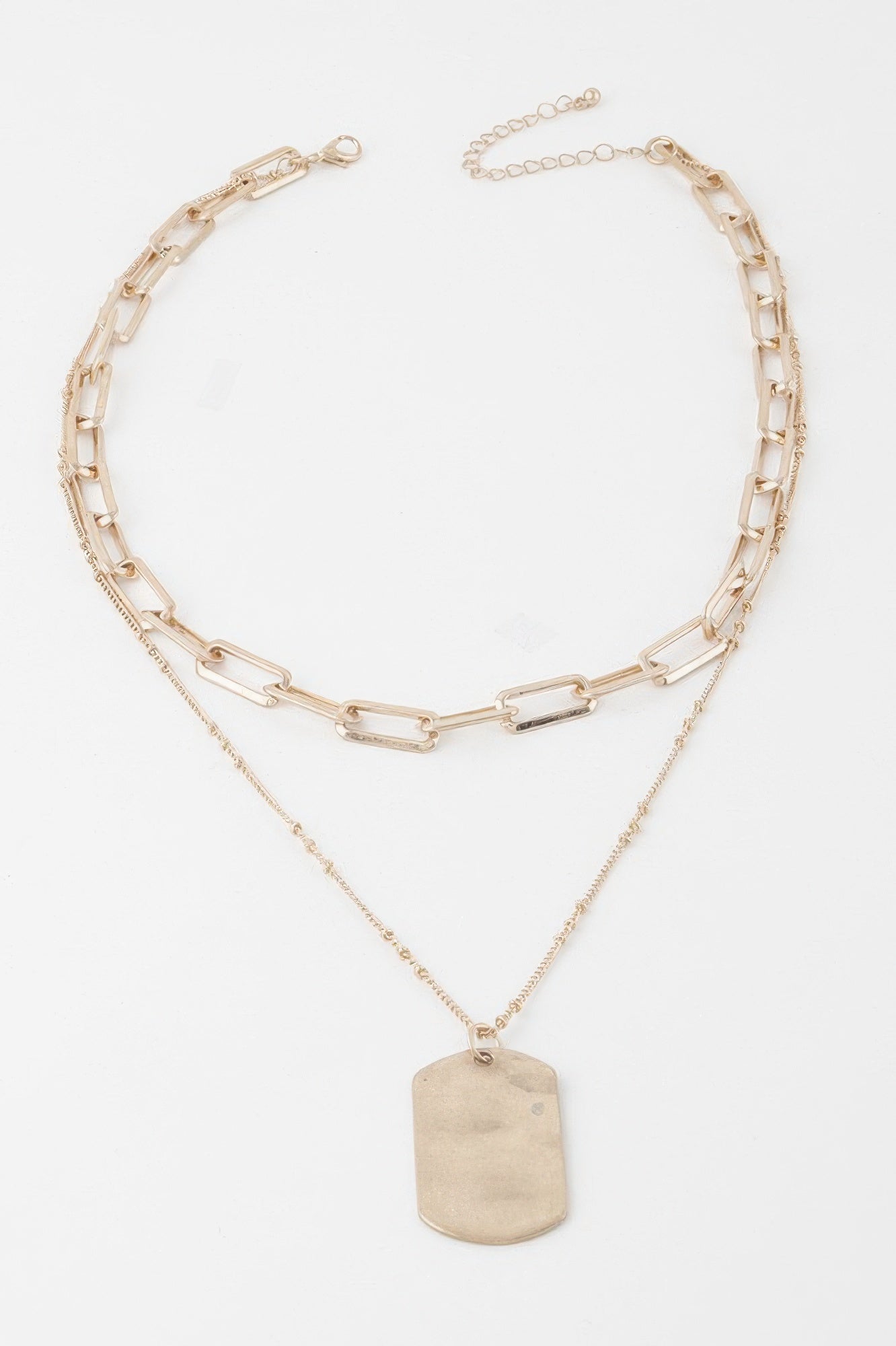 Double Layered Tag Chain Necklace