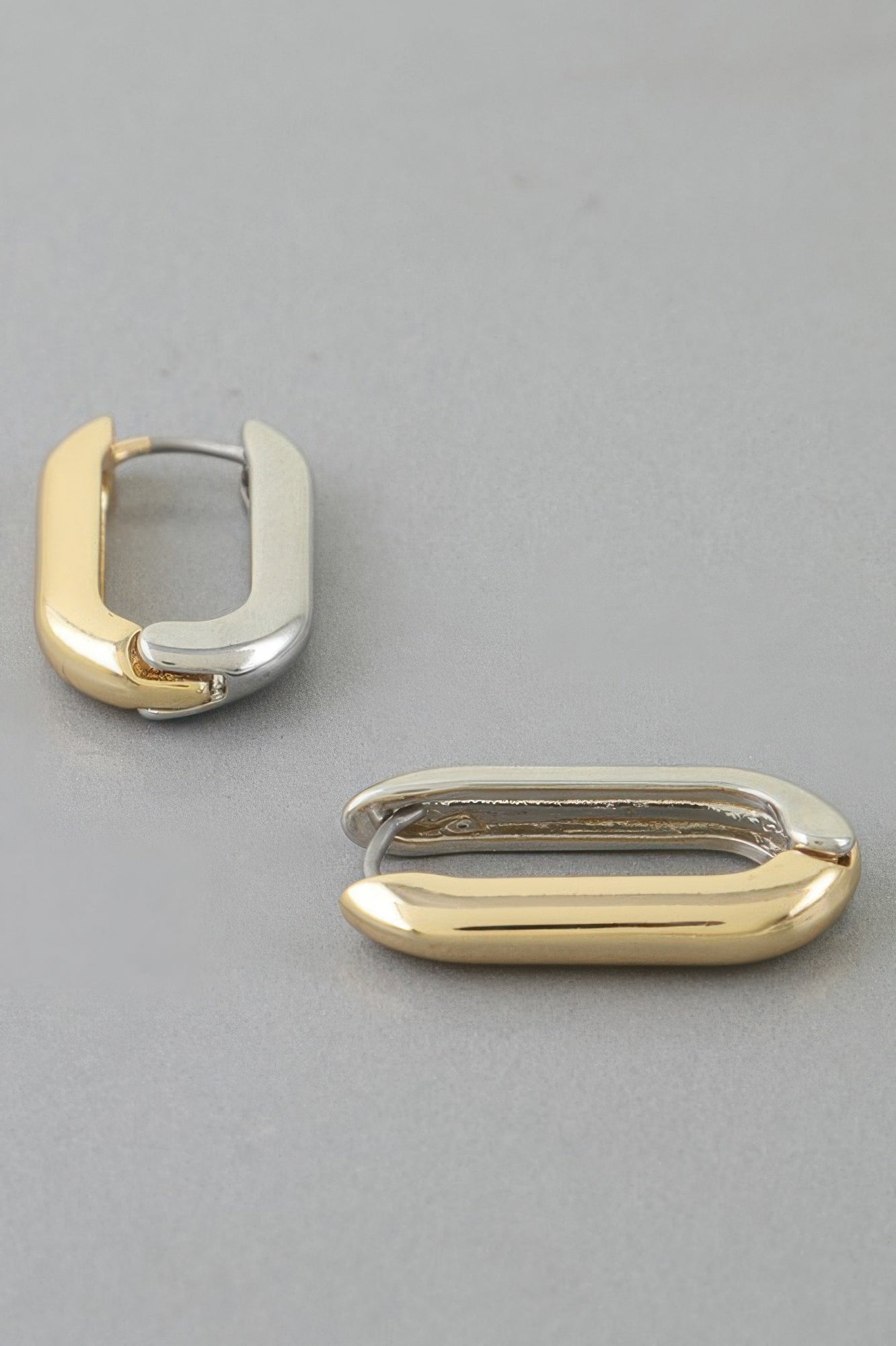 Two Toned Link Chain Hoop Earrings