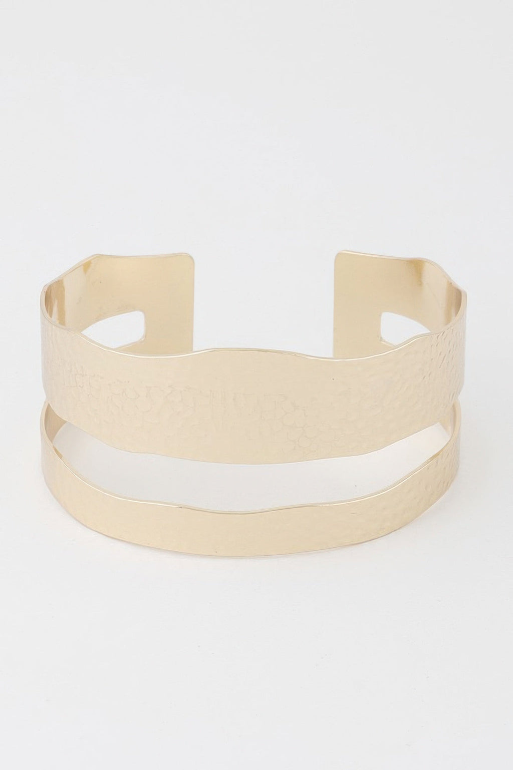 Double Hammered Open Cuff Bracelet
