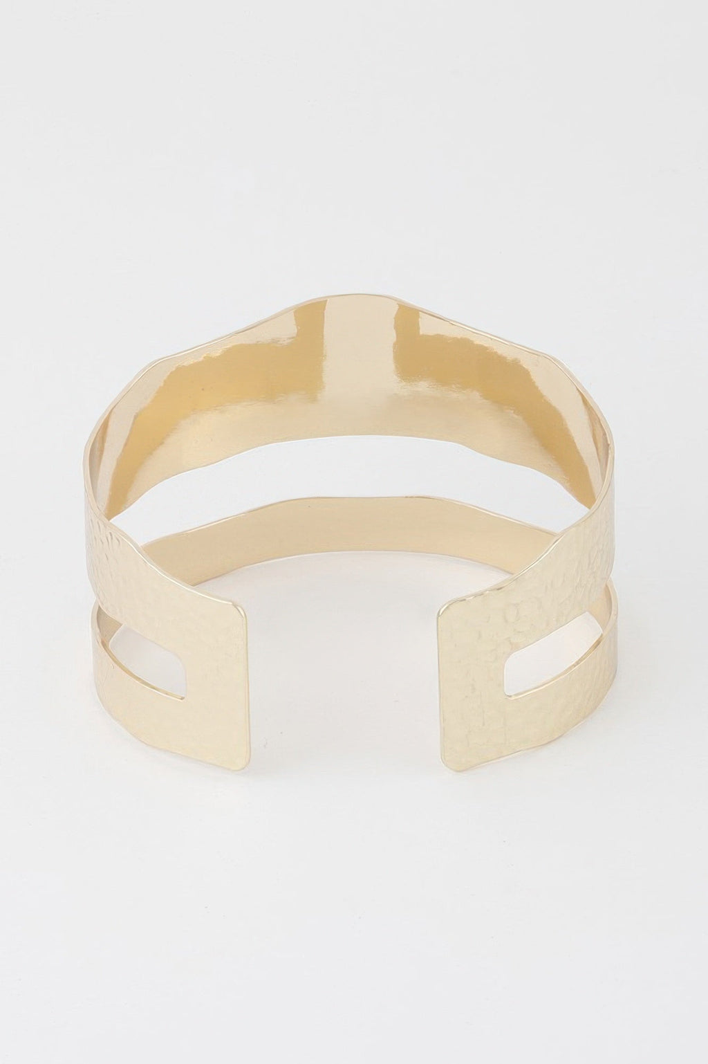 Double Hammered Open Cuff Bracelet