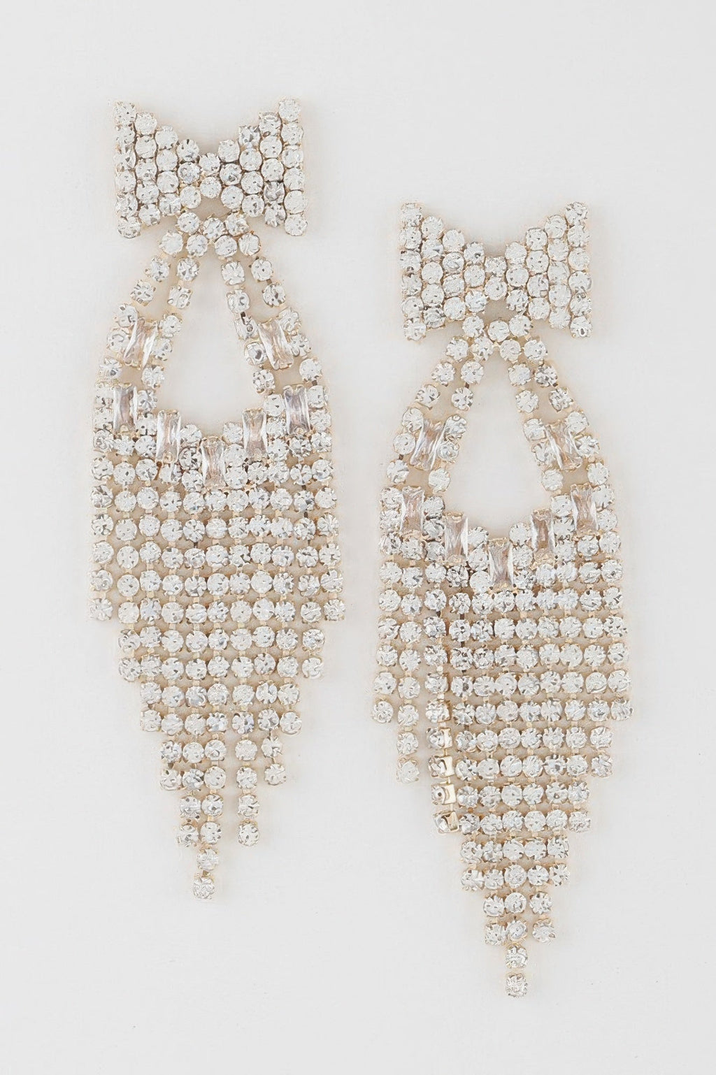 Rhinestone Ribbon Drop Earrings