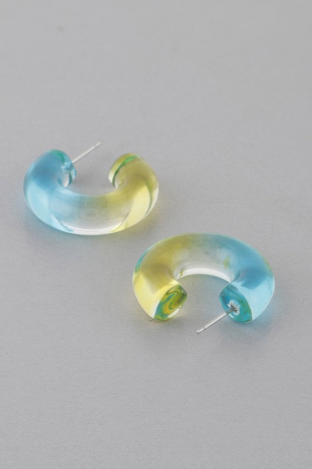 Two Toned Clear Hoop Earrings