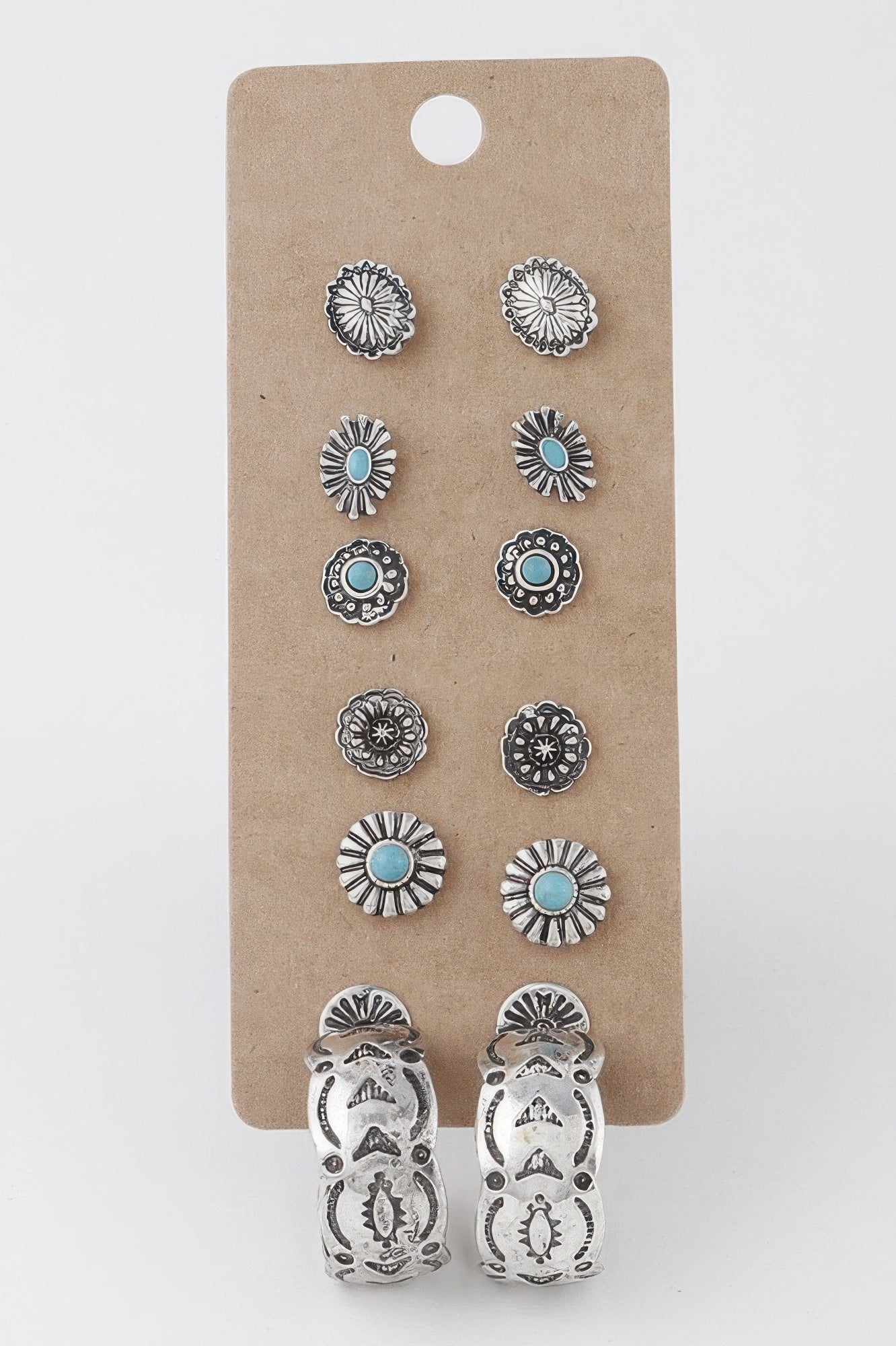 Antique Sun Stud Earrings Set