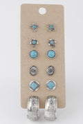 Antique Stone Stud Earrings Set