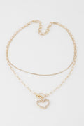 Double Heart Toggle Chain Necklace
