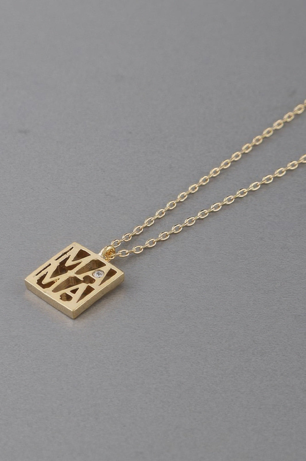 Mama Script Box Necklace
