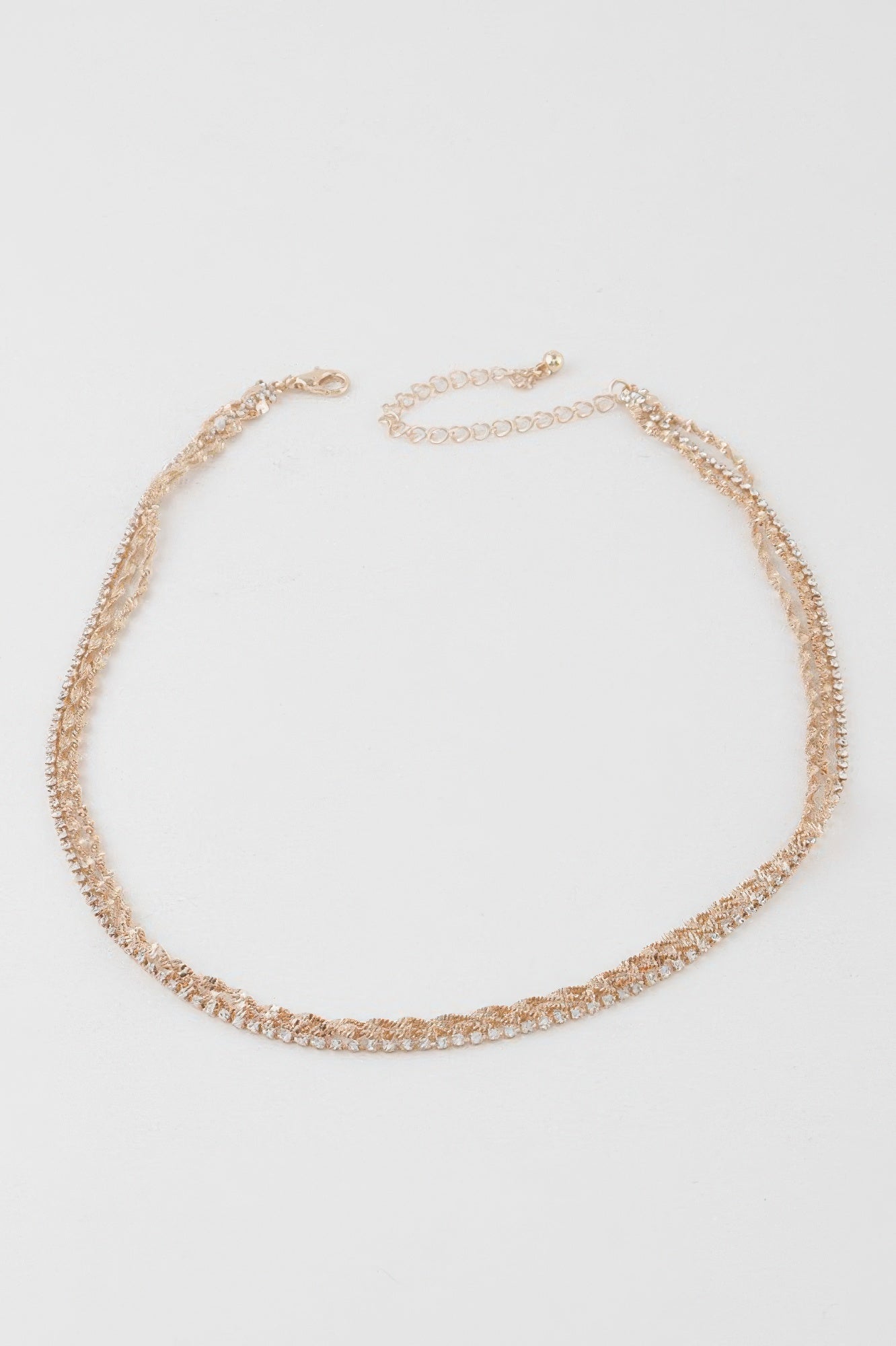Rhinestone Twisted Chain Necklace