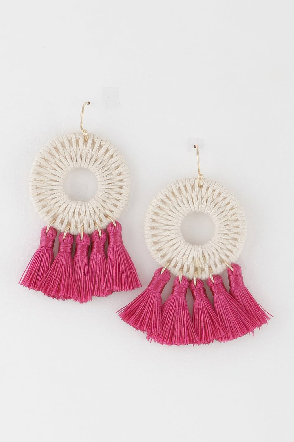 Weaved Tassel Disk Earrings