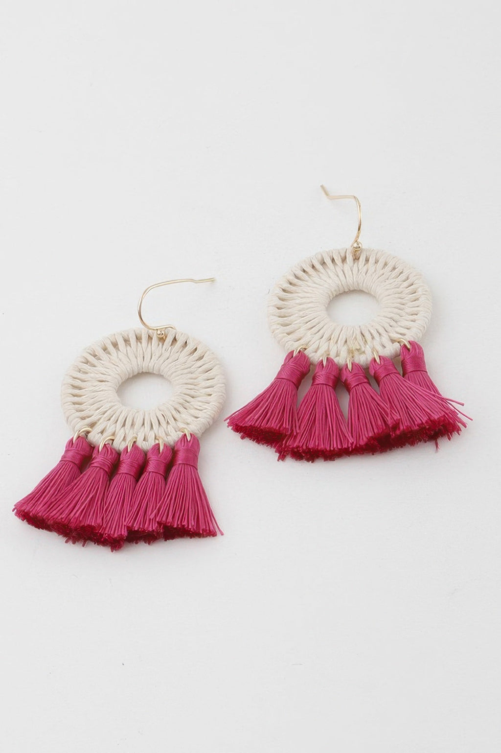 Weaved Tassel Disk Earrings
