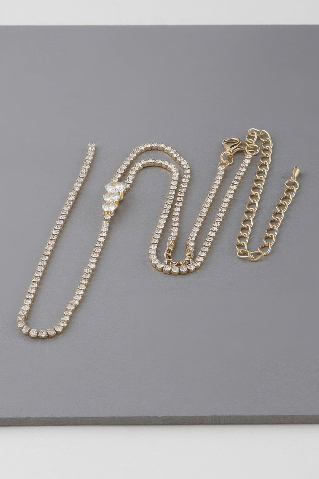 Jeweled Triple Jewel Drop Necklace