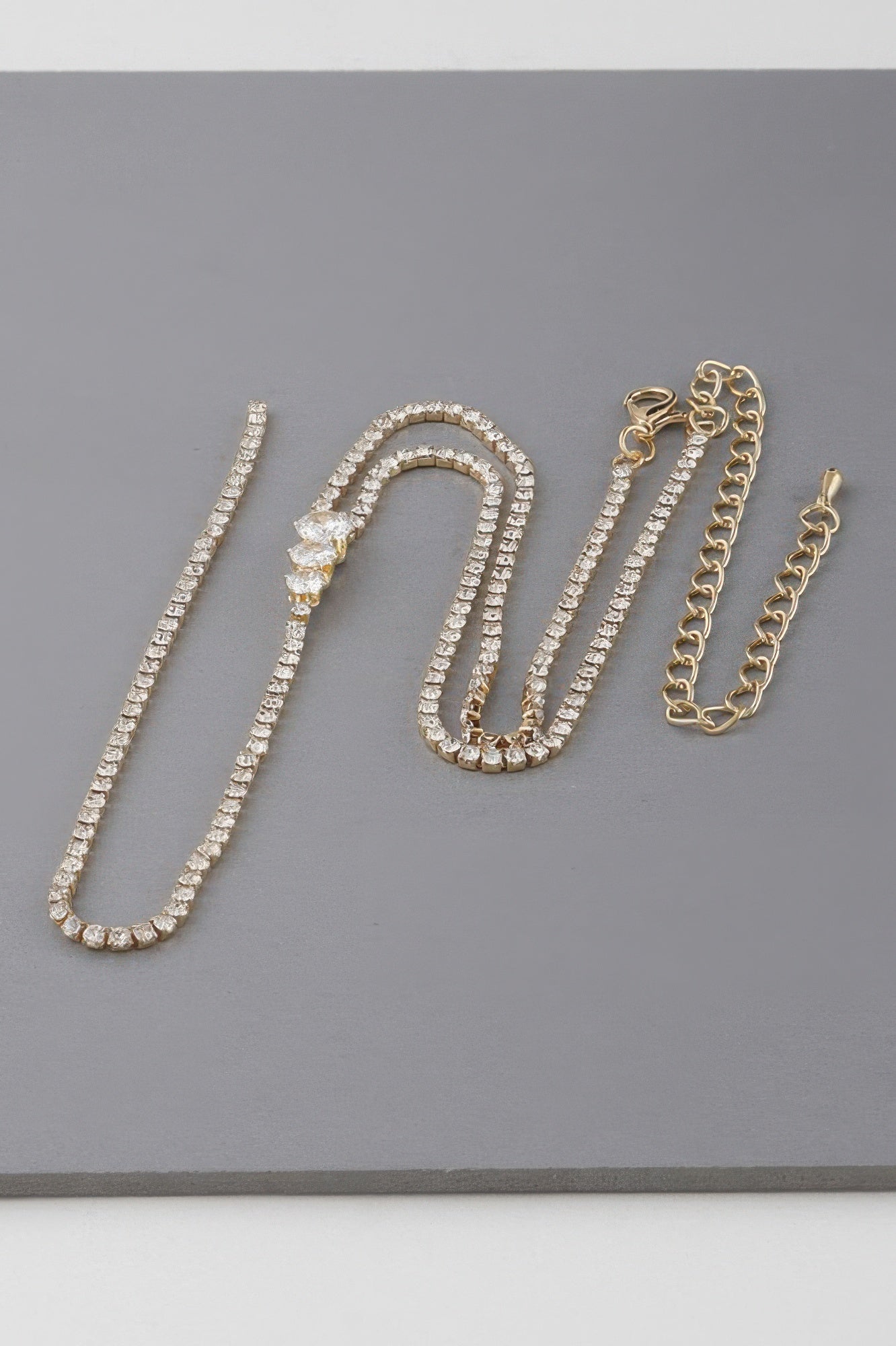 Jeweled Triple Jewel Drop Necklace