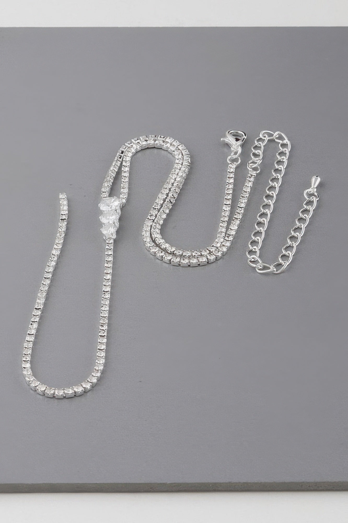 Jeweled Triple Jewel Drop Necklace