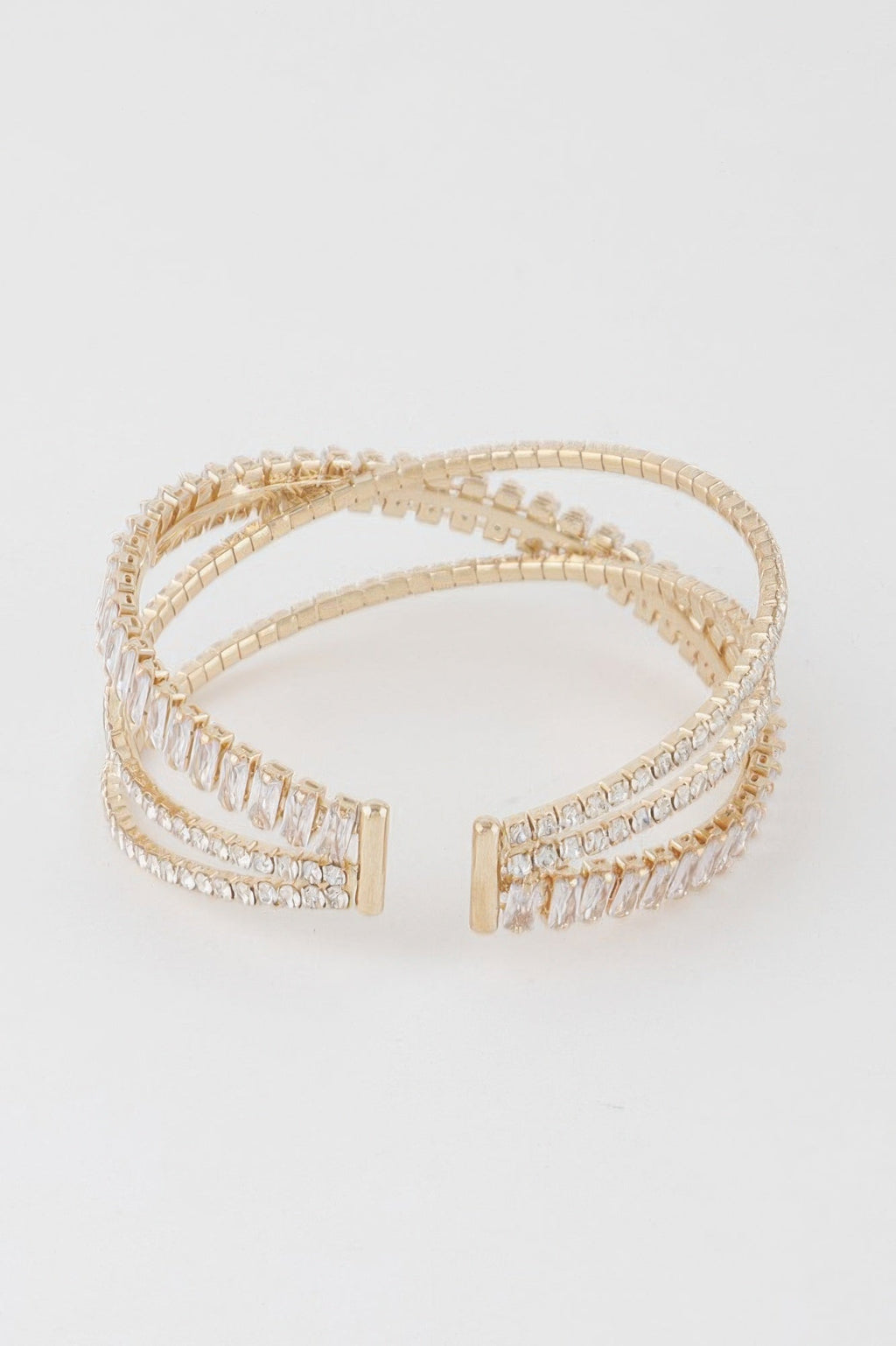 Triple Crystal Laced Cuff Bracelet
