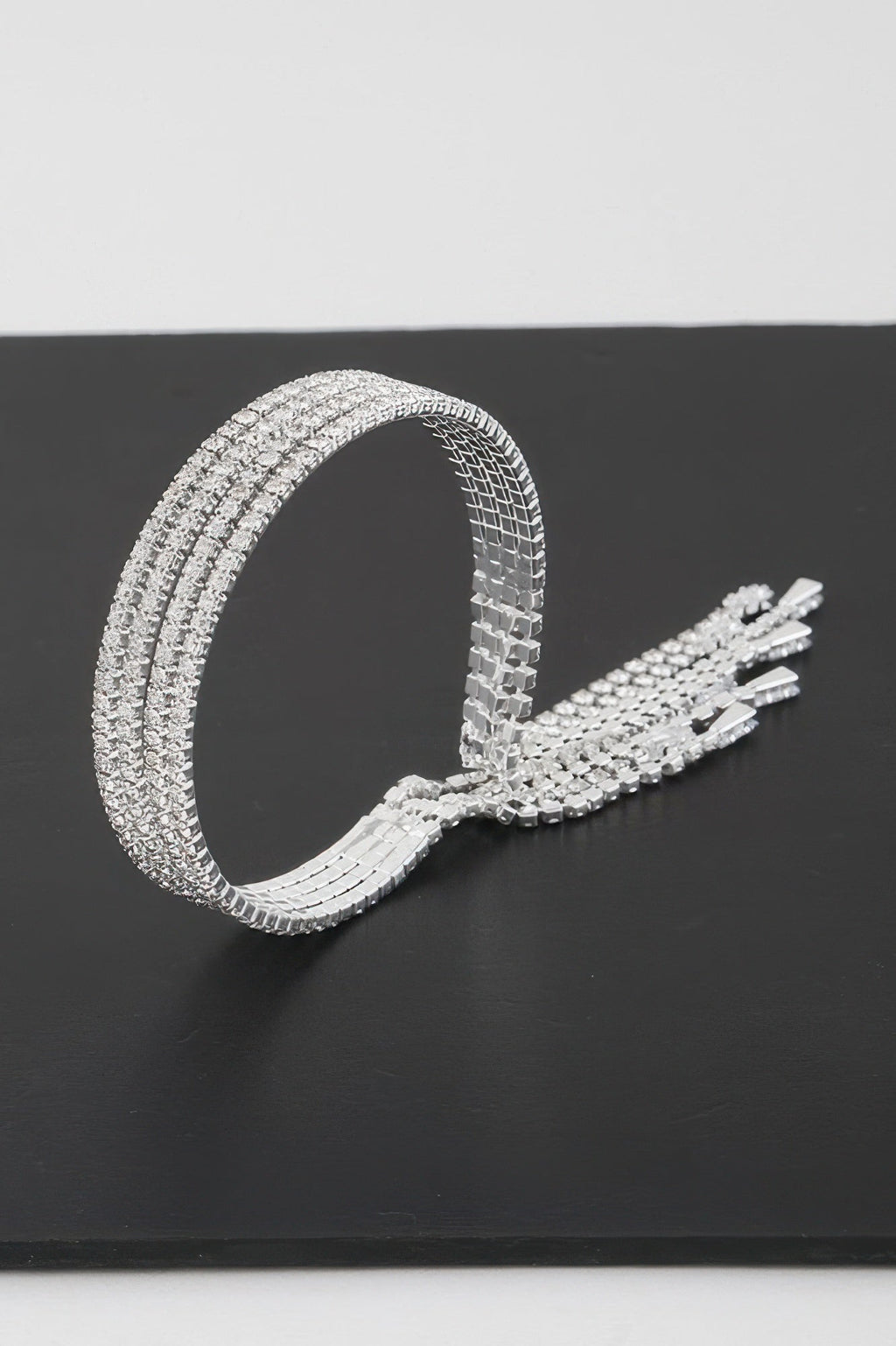 Multi Rhinestone Drop Cuff Bracelet