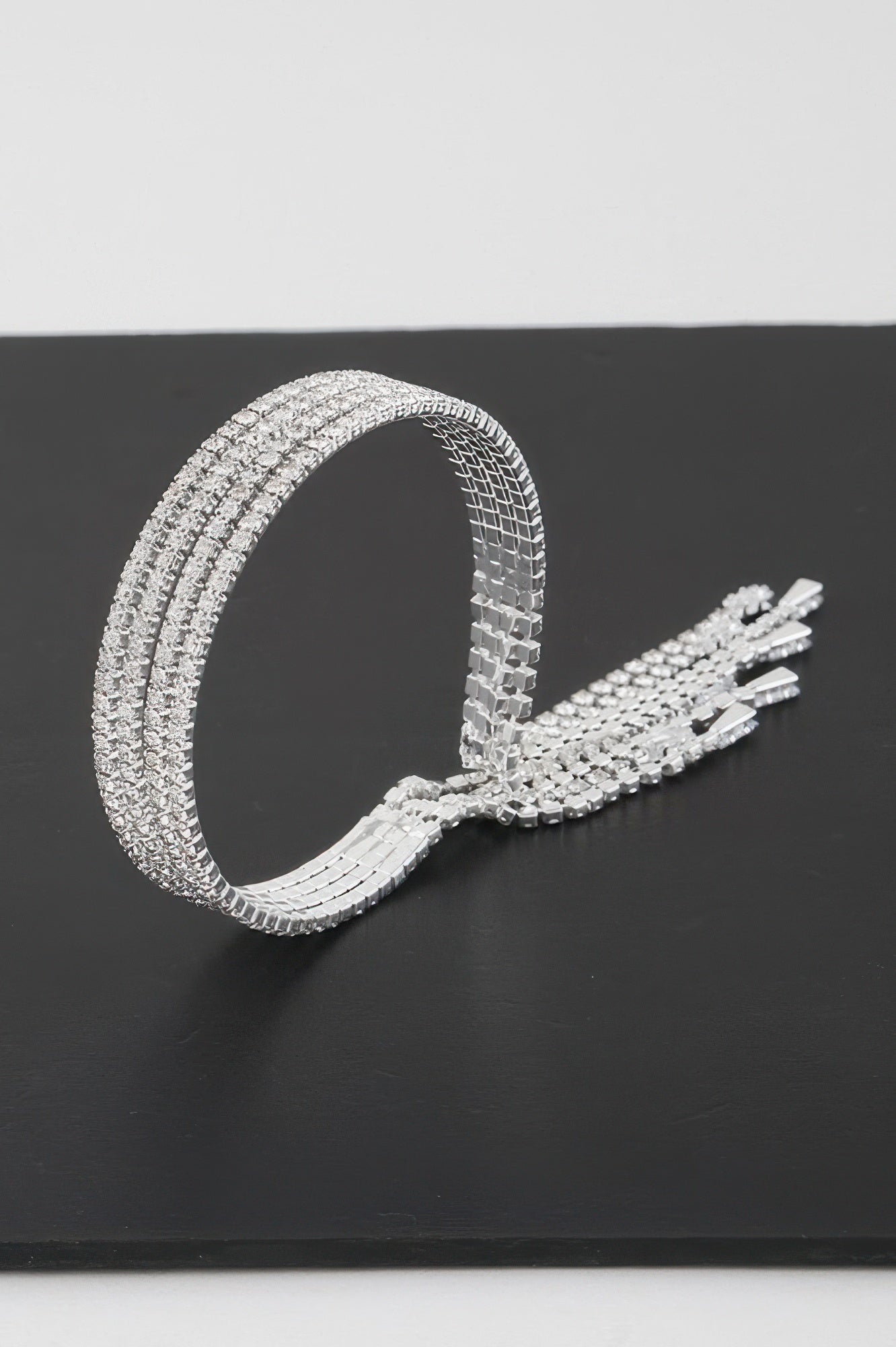 Multi Rhinestone Drop Cuff Bracelet
