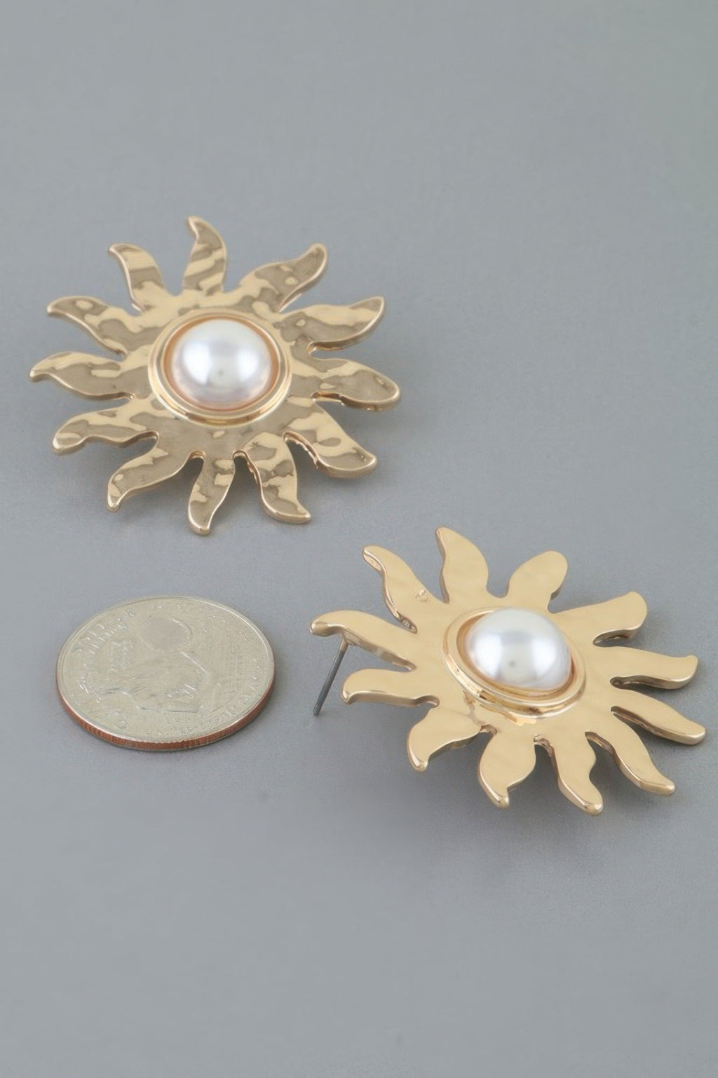 Rising Sun Pearl Stud Earrings