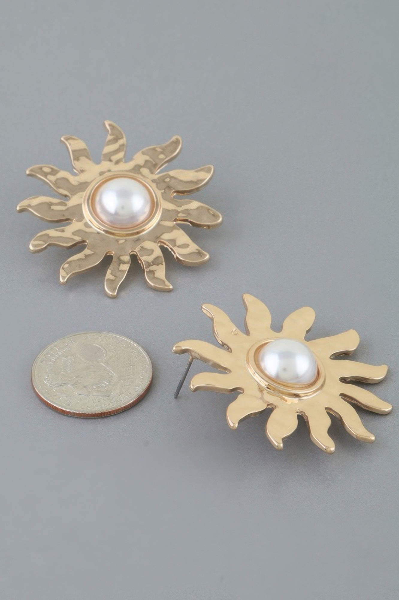 Rising Sun Pearl Stud Earrings