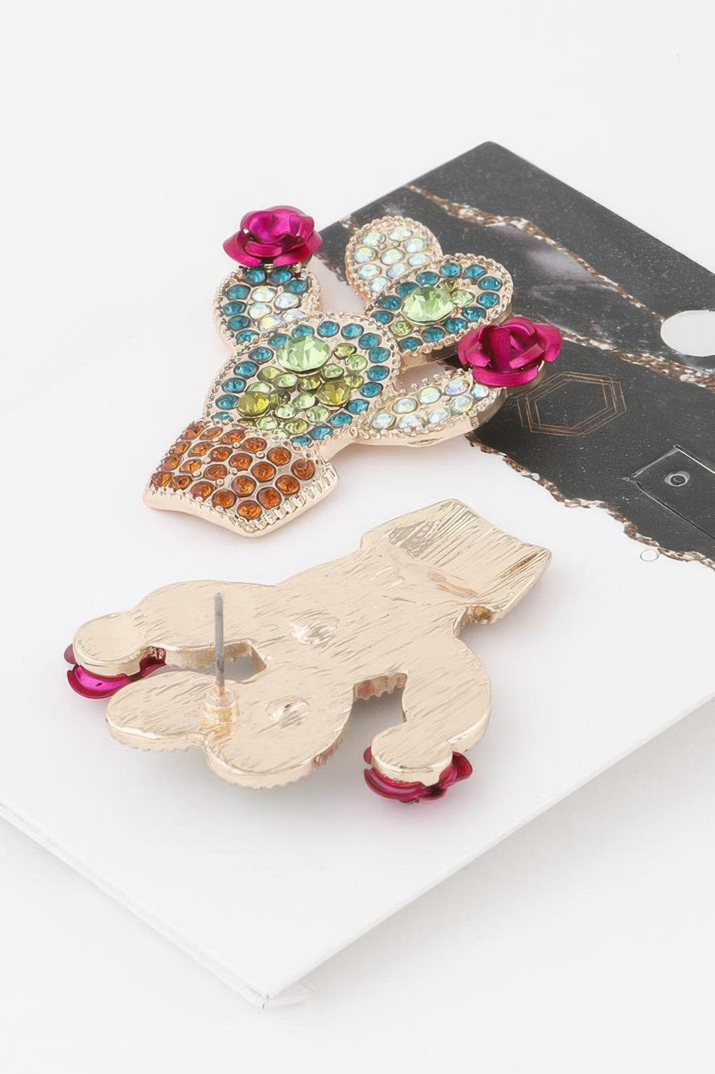 Jeweled Cactus Stud Earrings