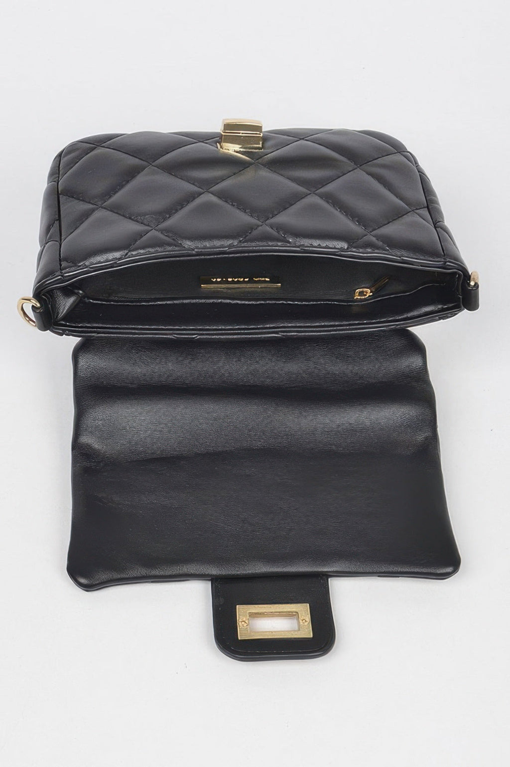 Quilted Faux Leather Chain Flap Bag