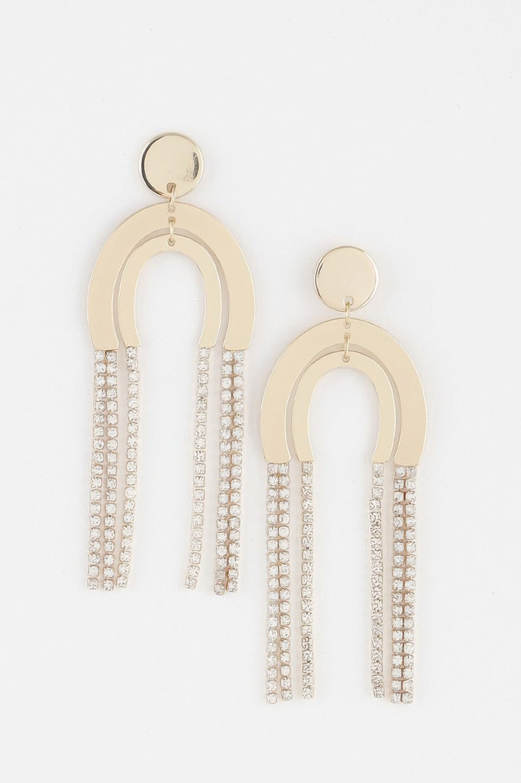 Double Rhinestone Arch Drop Earrings