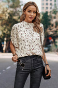 Leopard Print Open Back Knot Drop Shoulder Top