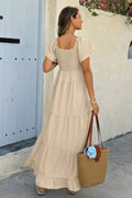 Cross Knot Color Block Pockets A Line Dress