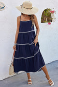 Spaghetti Strap Sleeveless Loose A Line Ankle Dress