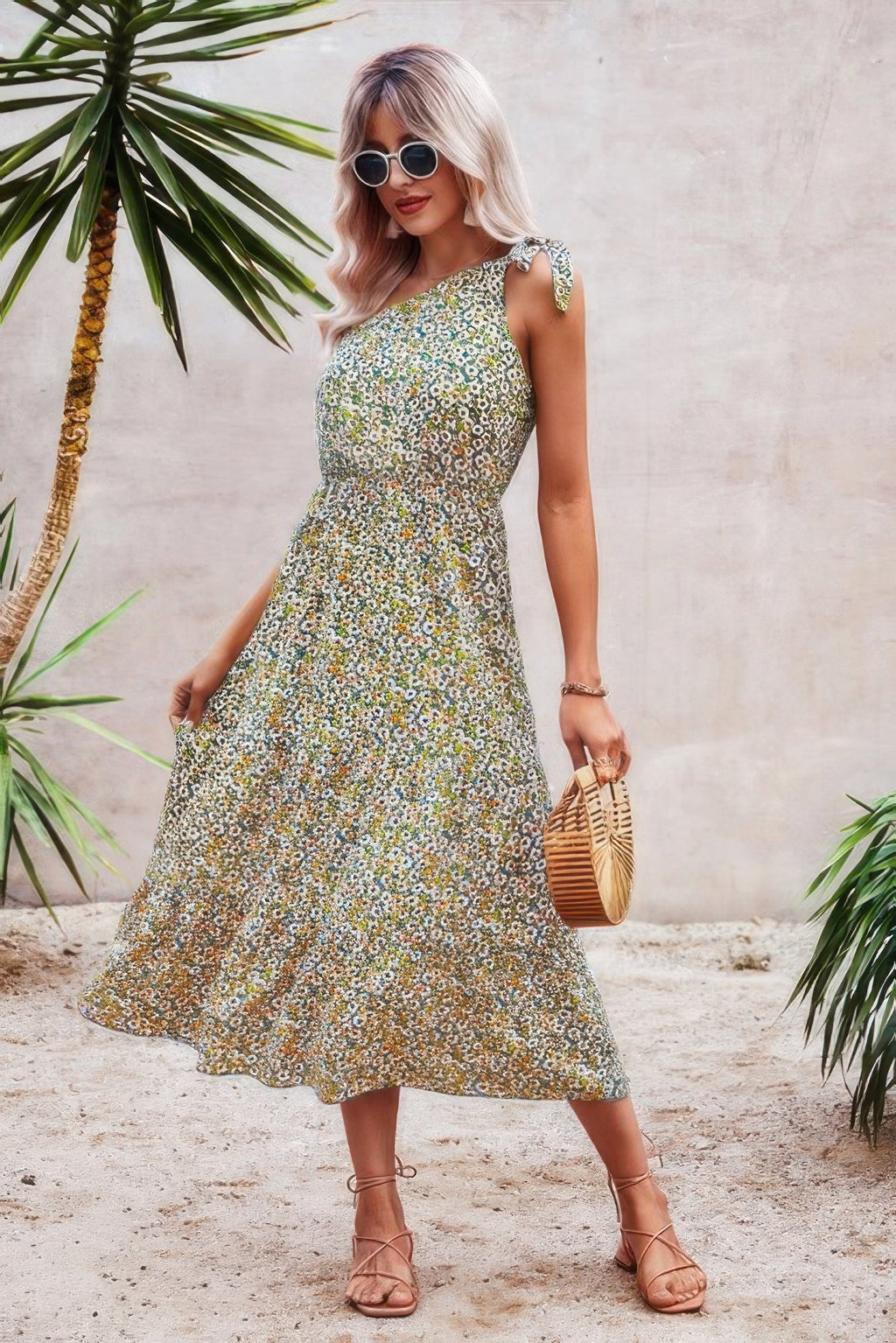 One Shoulder Sleeveless Maxi Dress