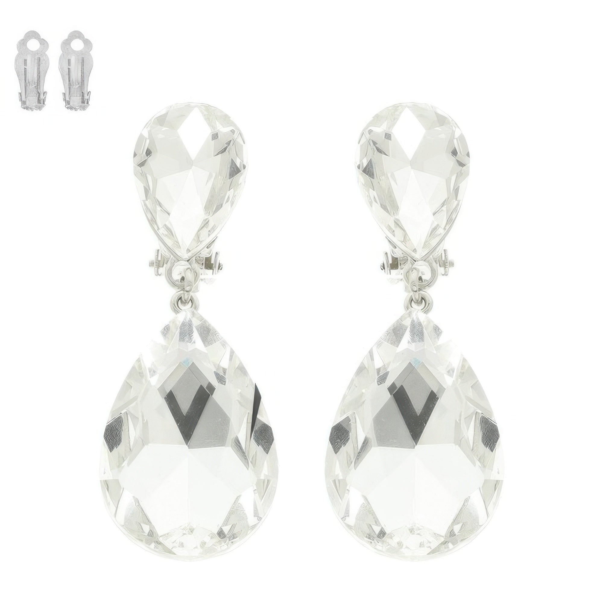 Teardrop-cut Crystal Clip On Earrings