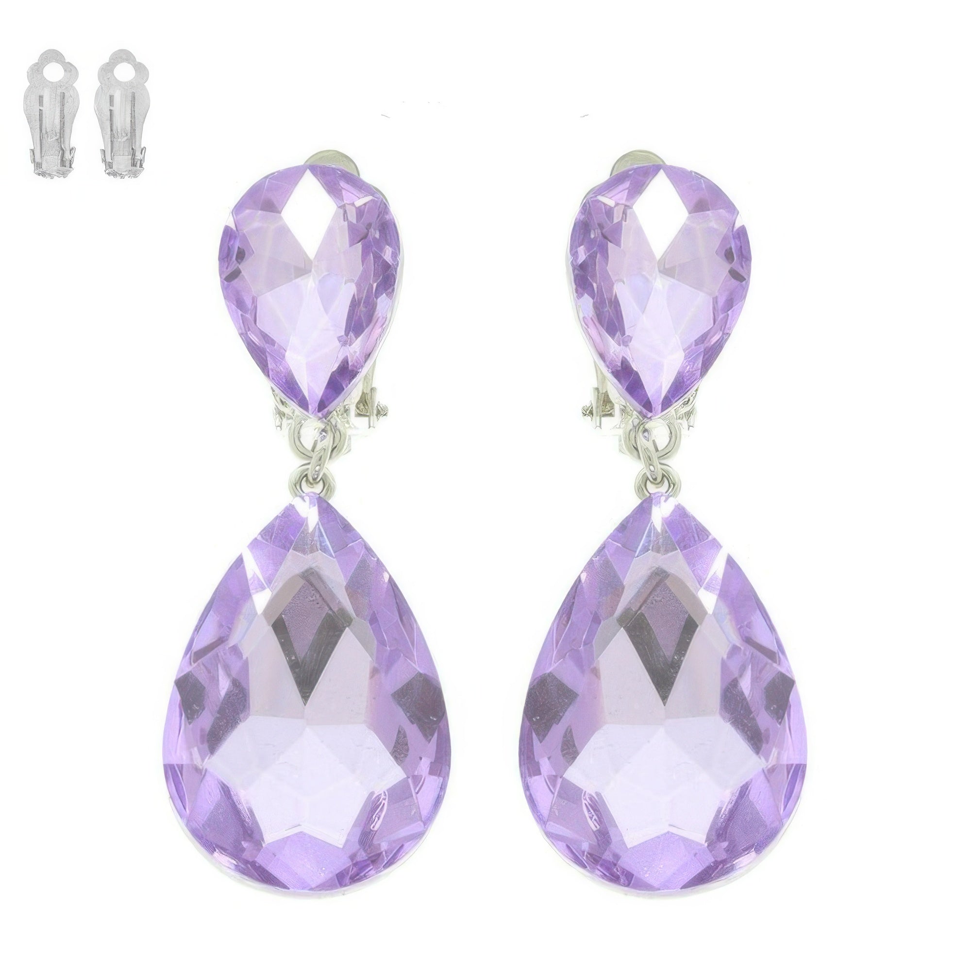 Teardrop-cut Crystal Clip On Earrings
